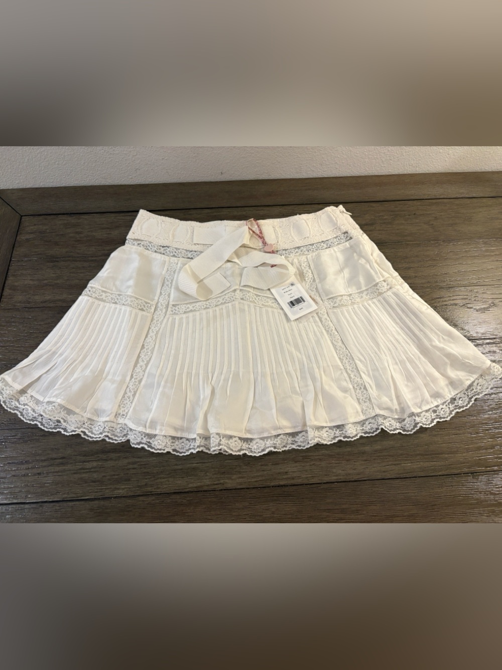 NWT [LoveShackFancy] Willia Silk Lace-Detailed Mini Skirt Women’s 0 - Picture 4 of 16